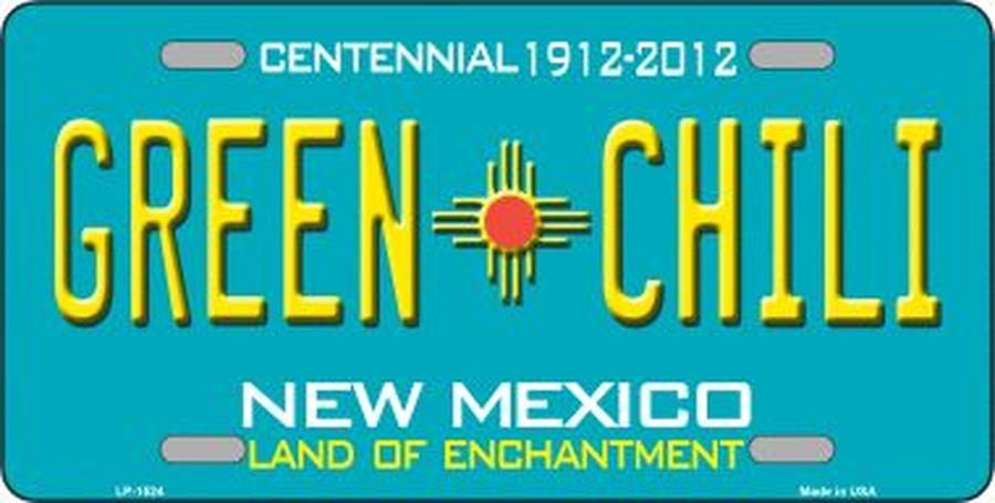 GREEN CHILI New Mexico State Background Metal License Plate