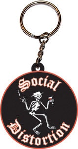 SOCIAL DISTORTION Skeleton Rubber Keychain - Rock Band Keyring Keyfob Craft Supply