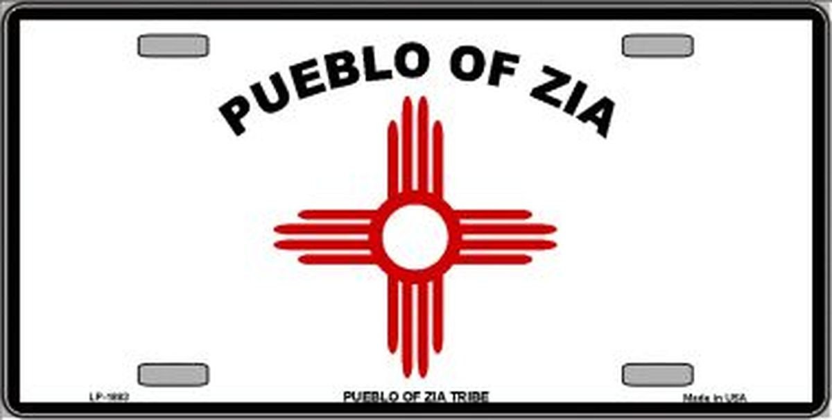 PUEBLO Of ZIA FLAG Tribe Metal License Plate Craft Supply