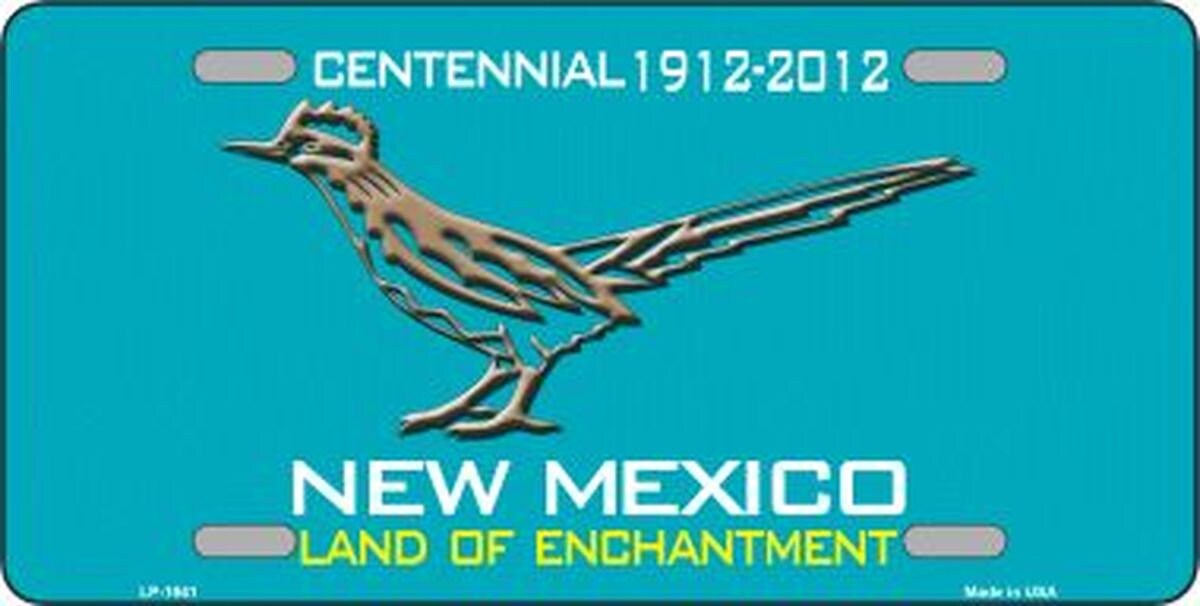 ROAD RUNNER Teal New Mexico State Background Metal License Plate Craft Supply