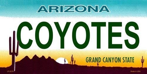 COYOTES Arizona State Background Metal License Plate
