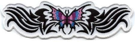 Tribal Butterfly Purple Pink Blue Patch - Embroidered Patch Applique Craft Supply
