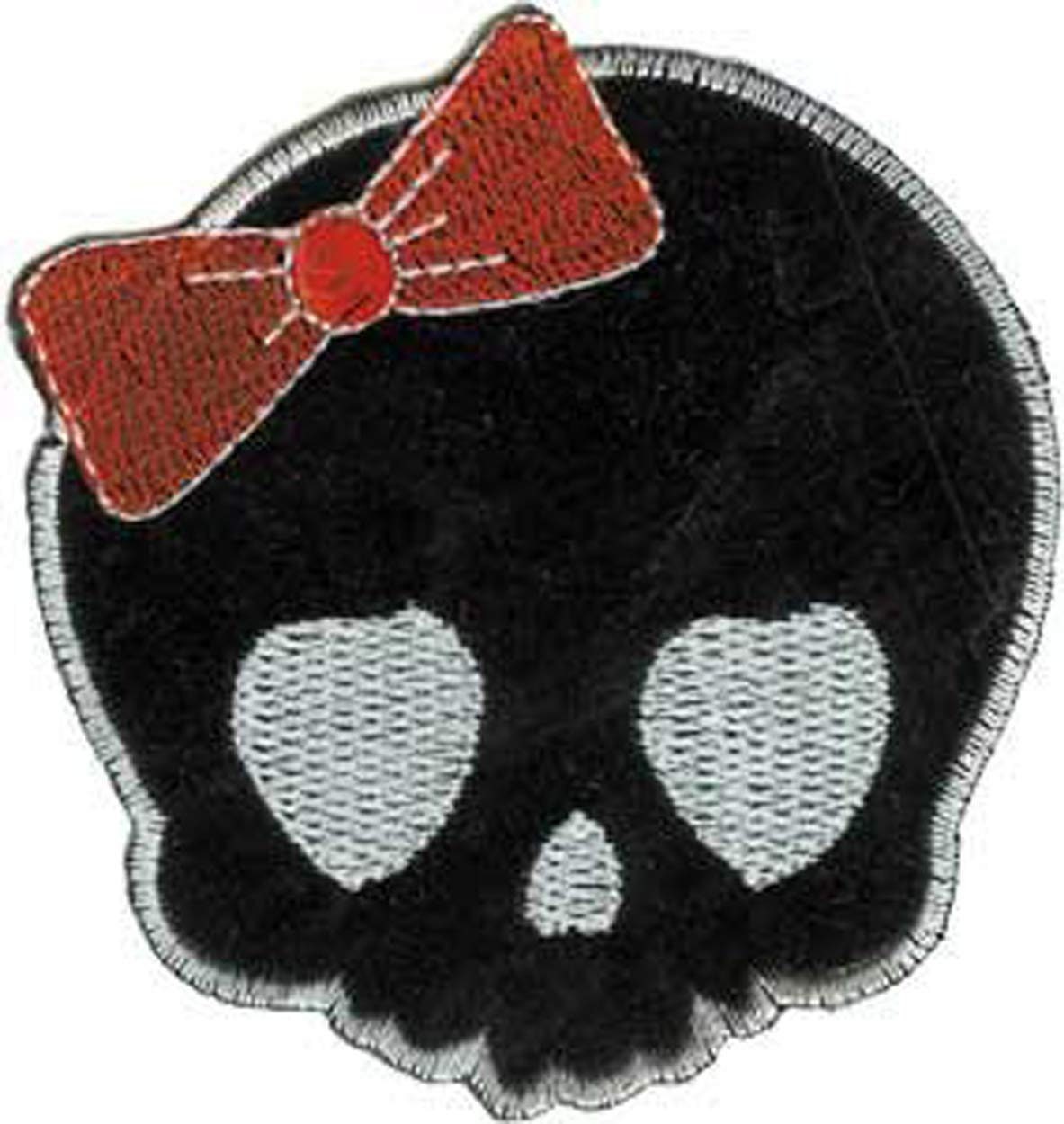 Skull with Bow Patch - Embroidered Patch Applique Craft Supply
