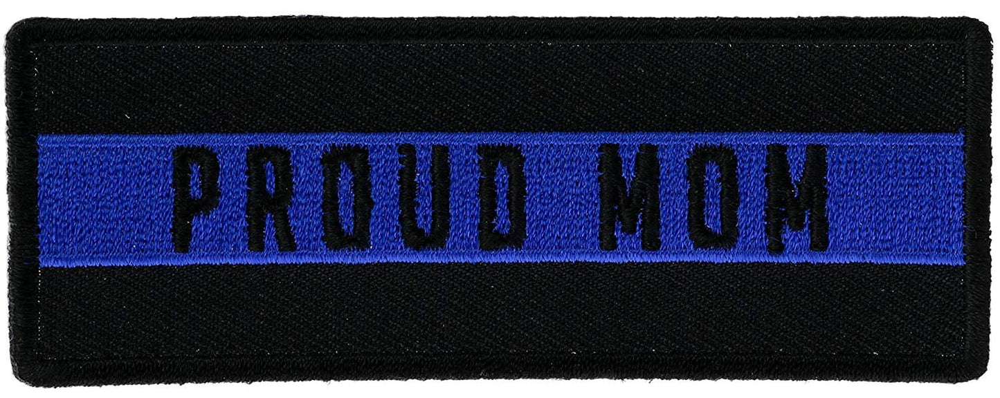PROUD MOM Thin BLUE Line Stripe Police Law Enforcement Sheriff Embroidered Patch Craft Supply