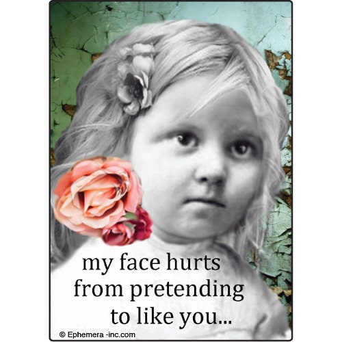 My face hurts from pretending to like you... Funny RECTANGLE MAGNET Craft Supply
