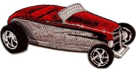 HOT ROD Red Roaster Patch - Embroidered Patch Applique Hot Rod - Car Culture Craft Supply