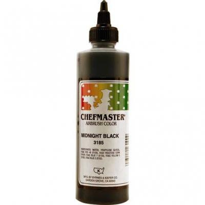 MIDNIGHT BLACK Chefmaster Airbrush Color 9-Ounce - Custom Cake Cupcake Decorating Craft Supply