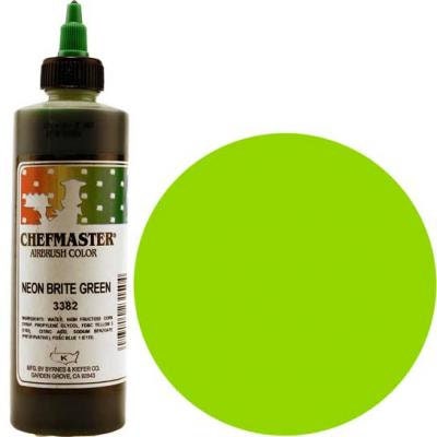 NEON GREEN Chefmaster Airbrush Color 9-Ounce - Custom Cake Cupcake Decorating