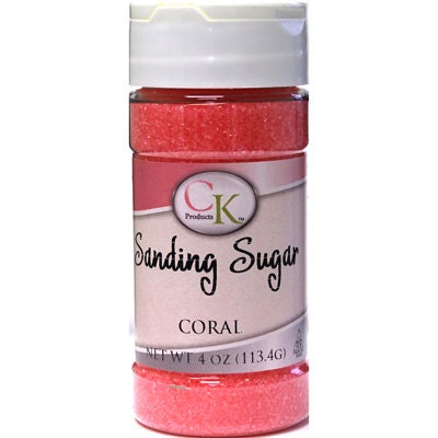 CORAL Sanding Sugar - For Cupcakes, Cakes, Cookies, Parties - 4 oz. Craft Supply