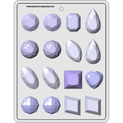 GEMS ASSORTMENT Large Hard Candy Mold -- Diamond Jewels Gems Craft Supply