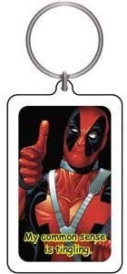 DEADPOOL Common Sense Double Sided Lucite Acrylic Keychain - Marvel Comics Keyring Keyfob Craft Supply