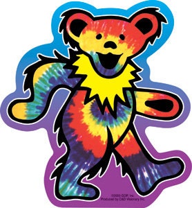 GRATEFUL DEAD Tie Dye Dancing Bear Rock Sticker Decal - Rock Band Craft Supply