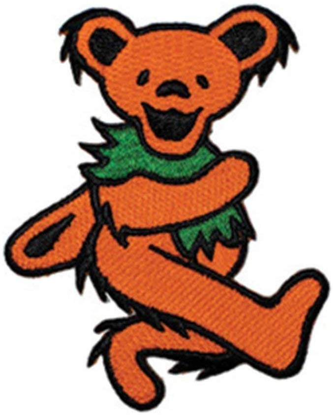 GRATEFUL DEAD Dancing Bear ORANGE Patch - Embroidered Rock Band Patch Applique