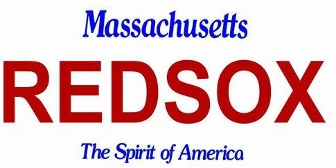 RED SOX Massachusetts State Background Metal License Plate