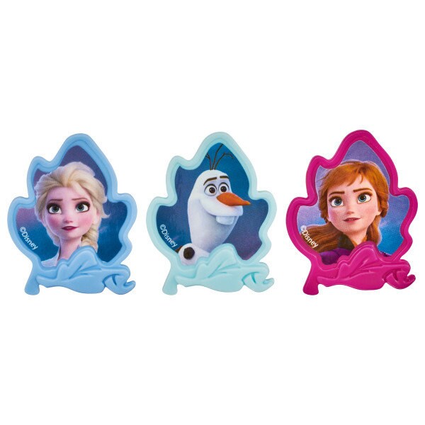 12 DISNEY FROZEN II Cupcake Rings Elsa Anna Olaf Cake Toppers for Birthday Party Decoration 2 Craft Supply