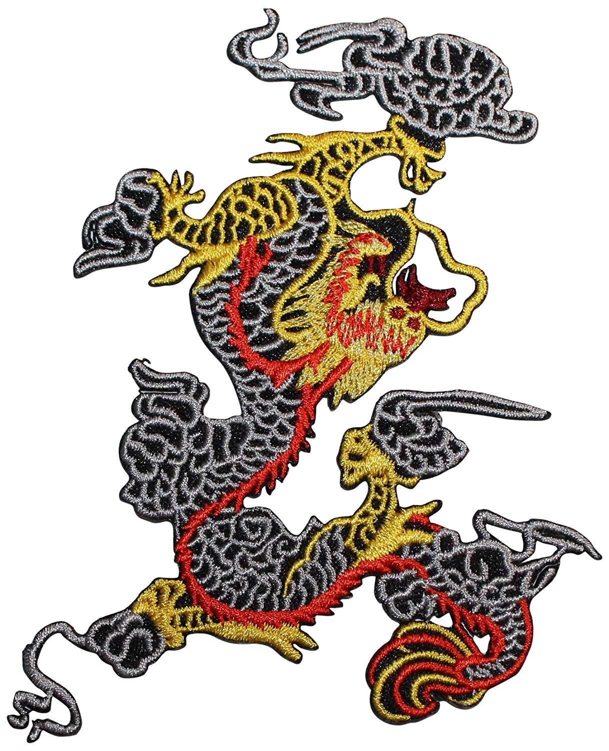 BLACK DRAGON Patch - Embroidered Patch Applique Craft Supply