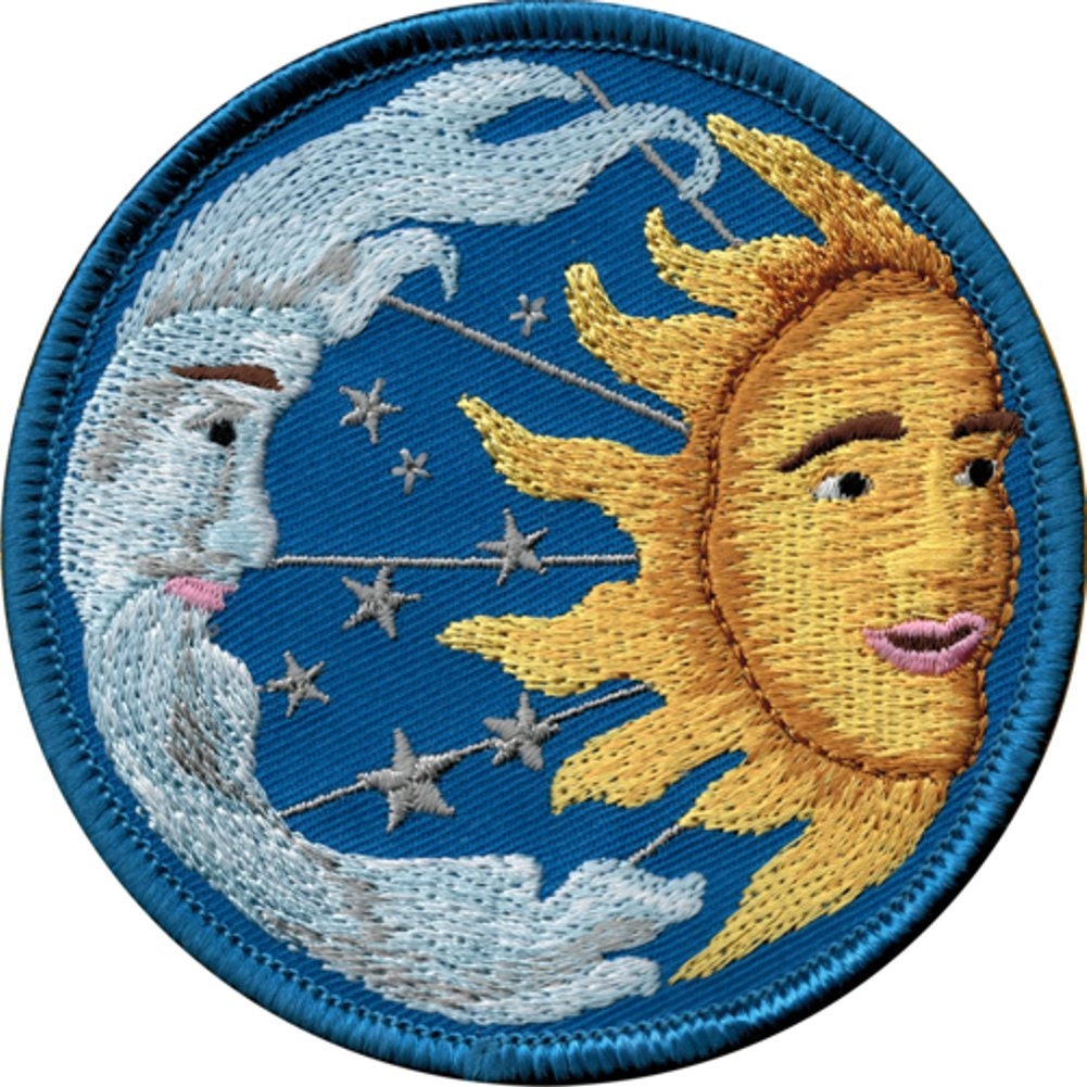 Sun Moon & Stars Round Patch - Embroidered Patch Applique