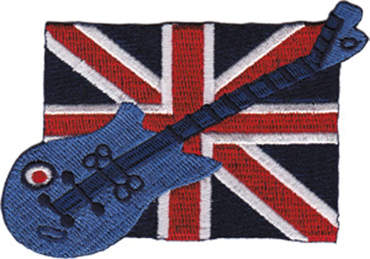British Flag & Guitar Music Patch - Britain Embroidered Patch Applique