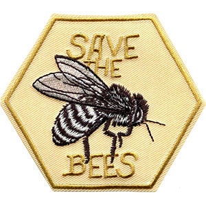 Save the Bees Honey Hive Patch - Embroidered Patch Applique Craft Supply