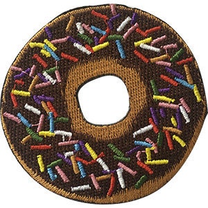 Chocolate Sprinkle Donut Patch - Embroidered Patch Applique