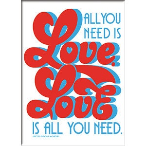 BEATLES John Lennon Paul McCartney All You Need Is Love Magnet for Refrigerators and Lockers - Rock Band Craft Supply