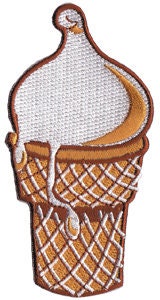 ICE CREAM CONE Patch - 1950's Retro Embroidered Patch Applique