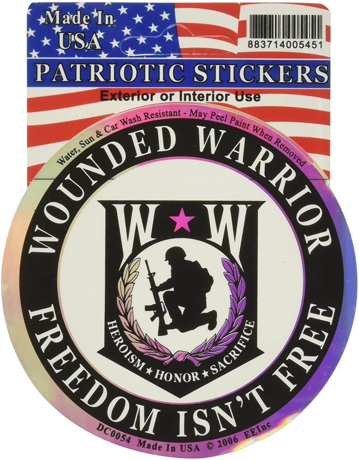 WOUNDED WARRIOR Freedom Isn't Free Sticker Decal - Veteran Vets Military Navy Marines Army Air Force Craft Supply