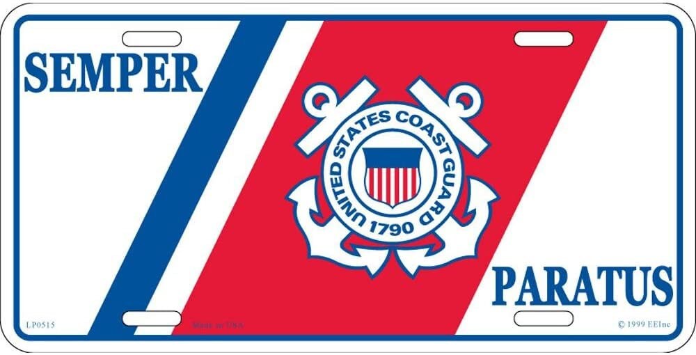 U.S. COAST GUARD Logo Semper Paratus Metal License Plate - Military Vet Veteran - United States Craft Supply