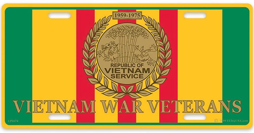 VIETNAM WAR VETERANS Ribbon Medal Metal License Plate - Military Vet Veteran - United States Army Marines Craft Supply