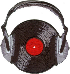 Record With Headphones Vinyl Record Player Music Patch - Embroidered Rock Band Patch Applique