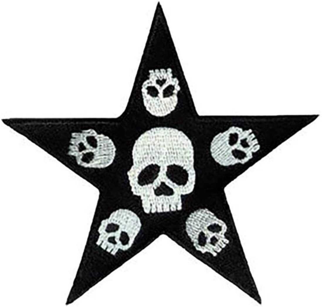 SKULL STAR Patch - Skulls Skeleton Tattoo Art Embroidered Patch Applique Craft Supply