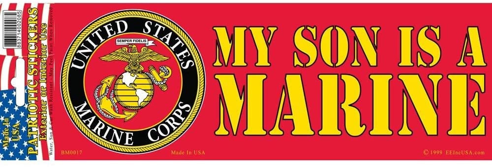 My Son Is A Marine Bumper Sticker Decal - Veteran Vets Military Navy Marines Army