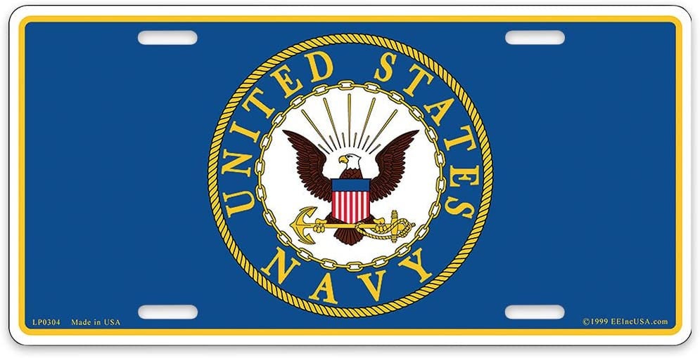 UNITED STATES NAVY Logo Metal License Plate - Military Vet Veteran