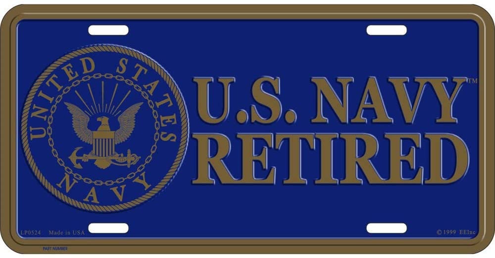 U.S. NAVY RETIRED Metal License Plate - Military Vet Veteran - United States USN Craft Supply