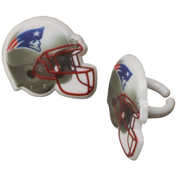 12 NEW ENGLAND PATRIOTS Cupcake Rings Nfl Cake Toppers for Birthday Party Decoration Craft Supply