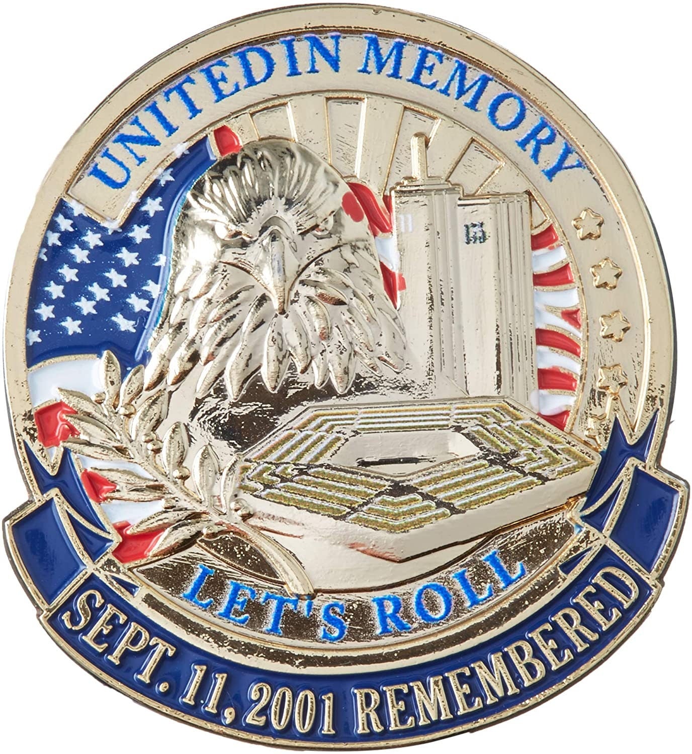 September 11 Remembered - 9/11 United In Memory Lapel Pin - Enamel Pin for Backpack Tie Shirt Trading Button Pinback Craft Supply