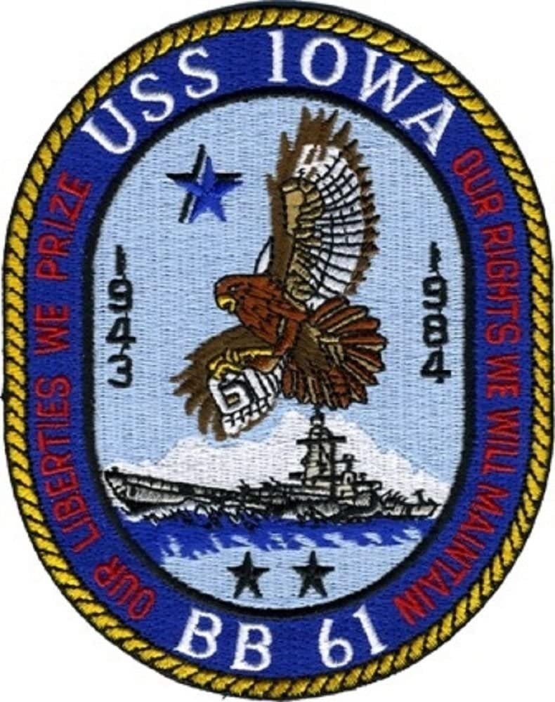 NAVY USS Iowa BB 61 Retired Battleship United States Navy Embroidered Patch Applique Craft Supply