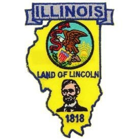 ILLINOIS State Map Embroidered Patch Applique - USA United States of America Patch Craft Supply