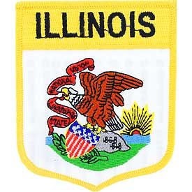 ILLINOIS State Shield Embroidered Patch Applique - USA United States of America Patch Craft Supply