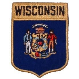 WISCONSIN State Shield Embroidered Patch Applique - USA United States of America Patch Craft Supply