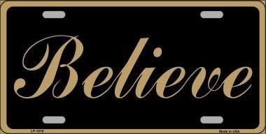 BELIEVE Metal License Plate Sign Novelty Vanity Craft Supply