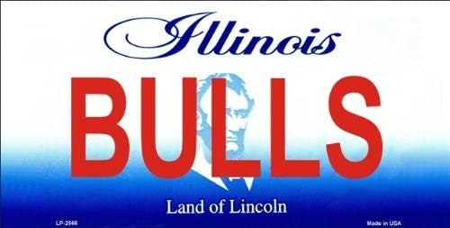 BULLS Illinois State Background Metal License Plate Sign Novelty Vanity Craft Supply