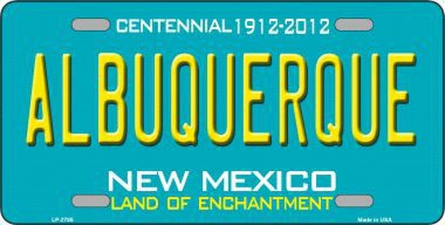 ALBUQUERQUE New Mexico State Background Metal License Plate Sign Novelty Vanity Craft Supply