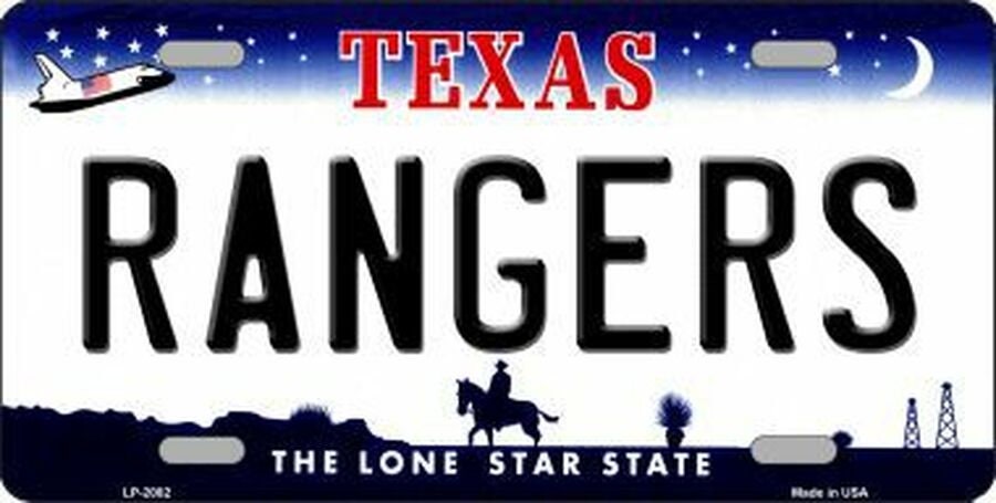 RANGERS Texas State Background Metal License Plate Sign Novelty Vanity Baseball