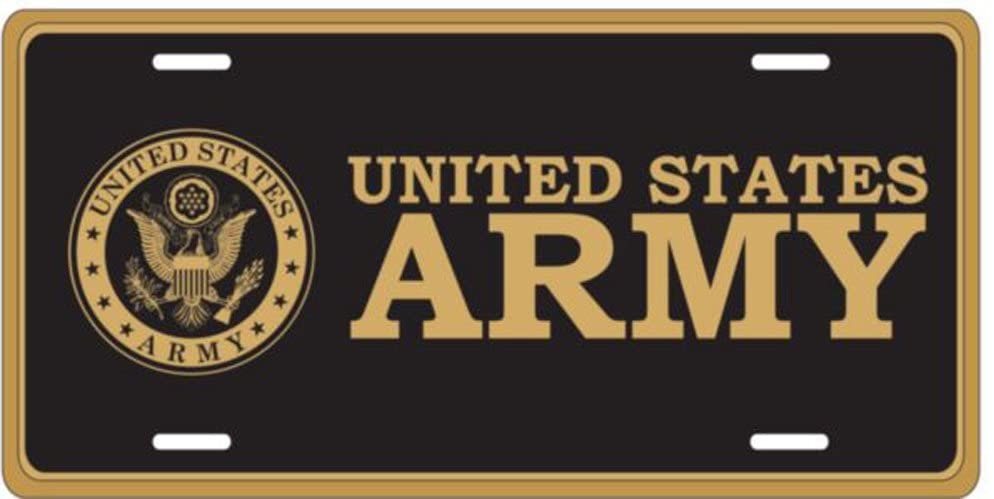 U.S. ARMY Insignia Logo Metal License Plate - Military Vet Veteran - United States Army Craft Supply