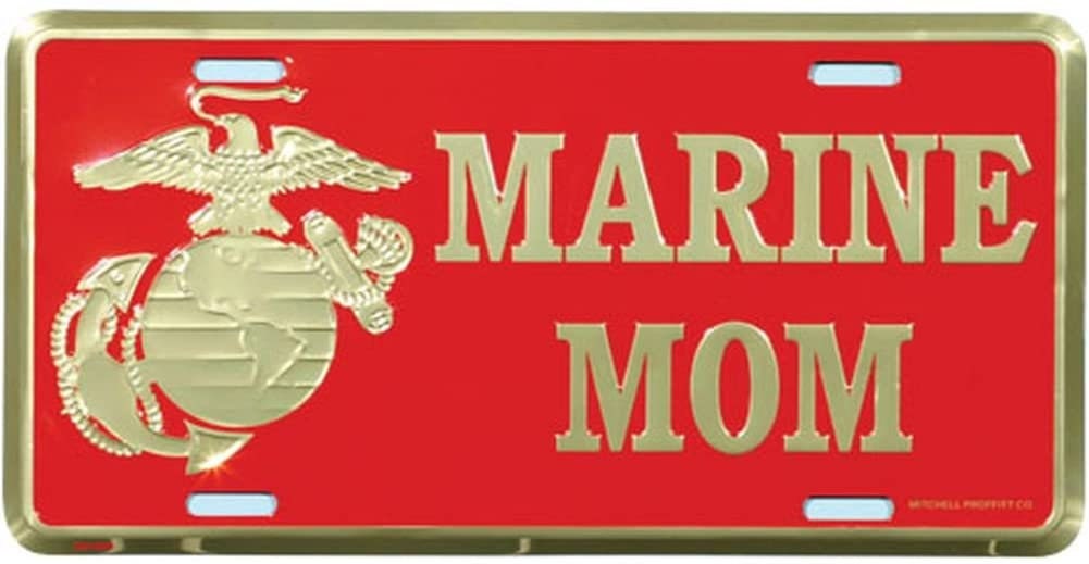 United States Marine Corps Marine Mom Metal License Plate - Military Vet Veteran - United States Marines USMC Marine Mom Craft Supply