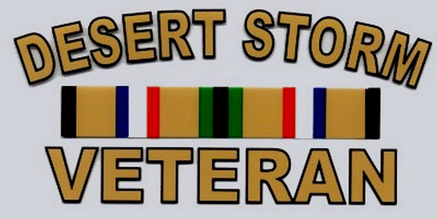 DESERT STORM VETERAN Campaign Ribbon Clear Decal Sticker - United States Military Clear Decal For Car Truck Window Vehicle Craft Supply