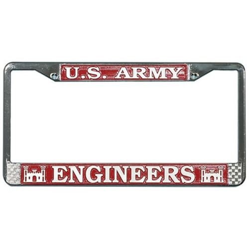 U.S. ARMY ENGINEERS Metal Chrome License Plate Frame United States Army Engineers Craft Supply