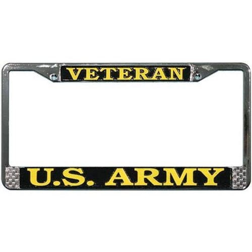 U.S. ARMY VETERAN Metal Chrome License Plate Frame United States Army Veteran Craft Supply