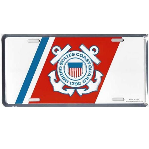 U.S. COAST GUARD Insignia Logo Metal License Plate - Military Vet Veteran - United States Coast Guard Craft Supply